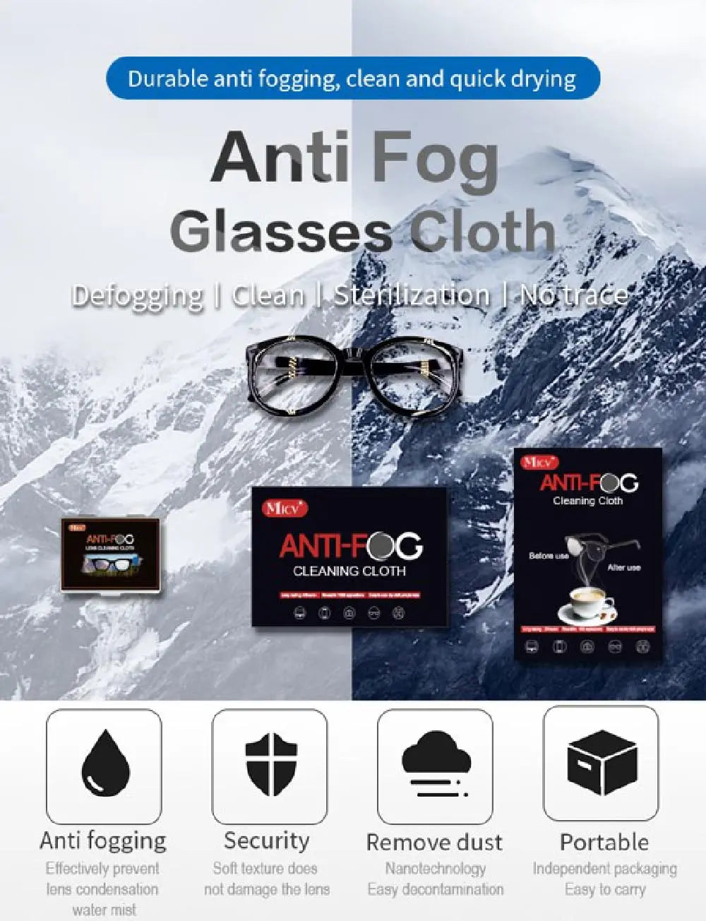 Anti-fog cloth for goggles,