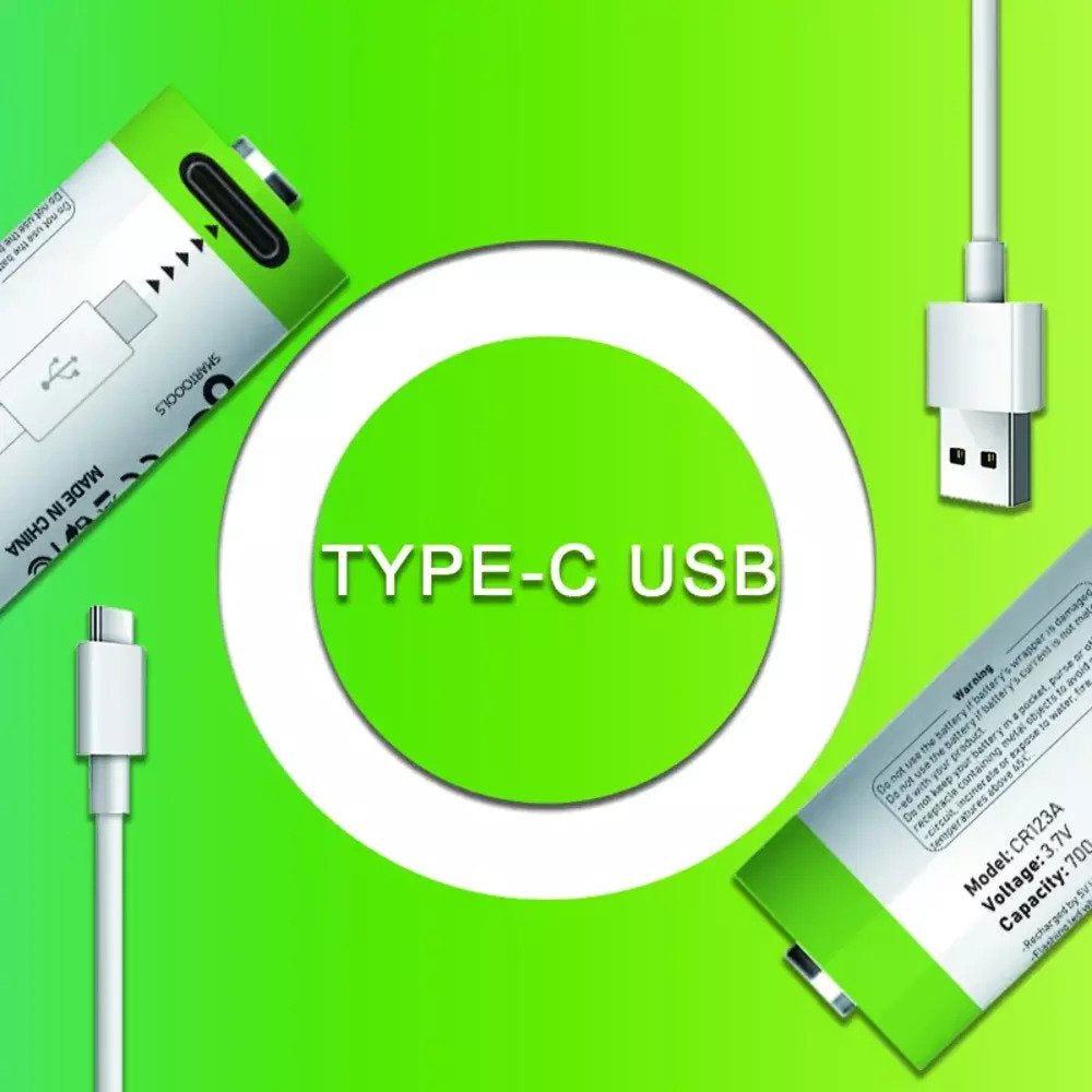cr123a USB Type C Rechargeable Batteries x 4 MMi Products UK