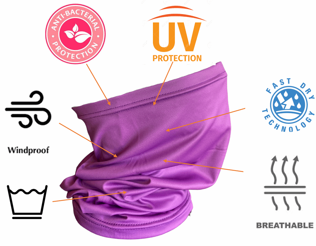 Safety Snoods Neck Gaiter with Silver Nano Technology - Purple